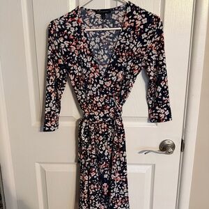 Wrap Dress with Pink and White Print - Women